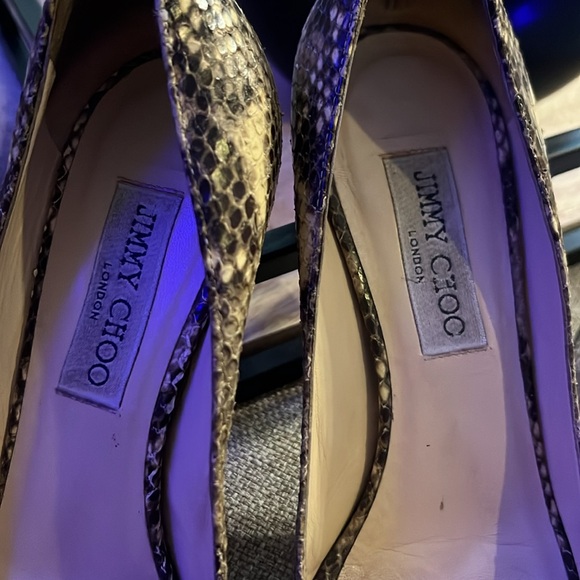 Jimmy Choo Snakeskin Peep Toe Pumps…Size 37 - Picture 2 of 7